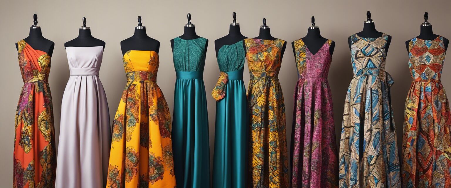 Various styles of African print bridesmaid dresses