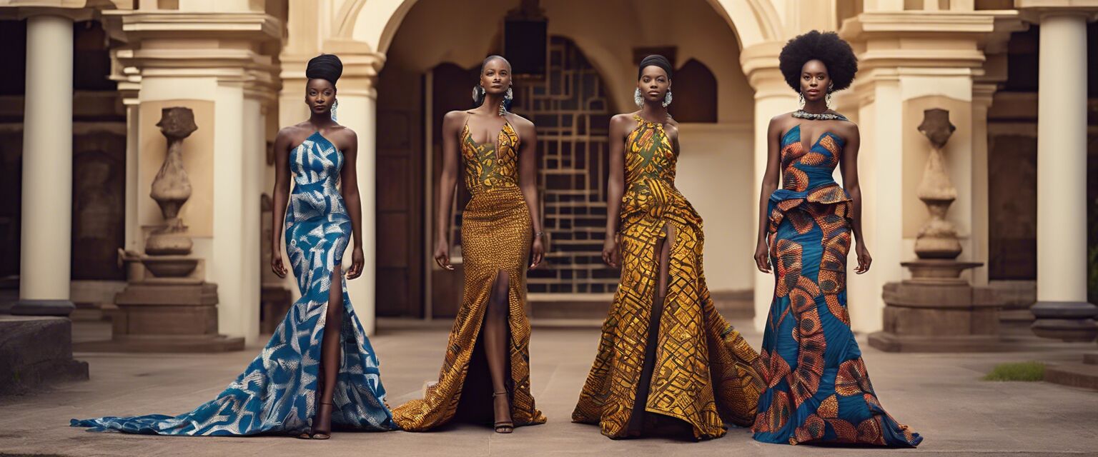 Fashion show featuring African print gowns