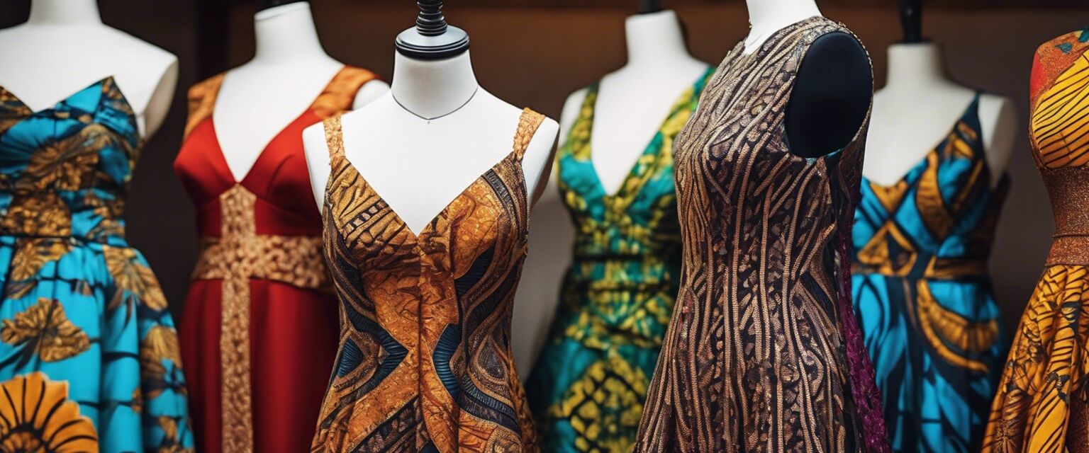 Intricate patterns of African print evening gowns