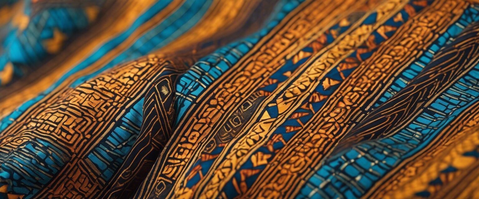 Close-up of African print maternity dress fabric