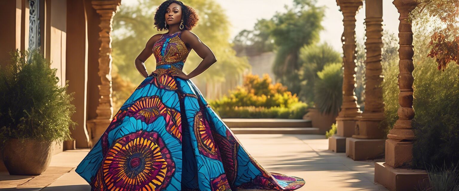 Vibrant African print prom dress